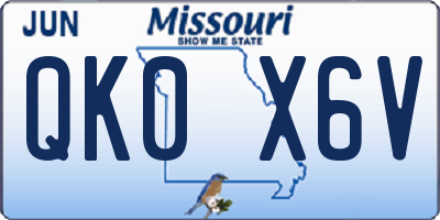 MO license plate QK0X6V