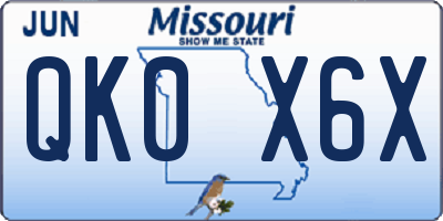 MO license plate QK0X6X