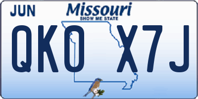 MO license plate QK0X7J