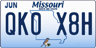 MO license plate QK0X8H