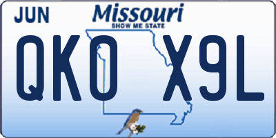 MO license plate QK0X9L