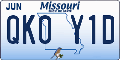 MO license plate QK0Y1D