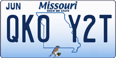 MO license plate QK0Y2T