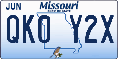 MO license plate QK0Y2X