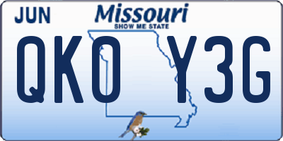 MO license plate QK0Y3G