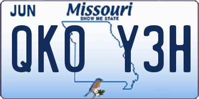 MO license plate QK0Y3H