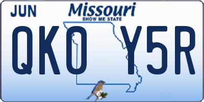 MO license plate QK0Y5R