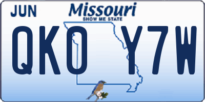 MO license plate QK0Y7W