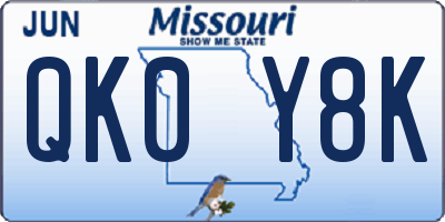 MO license plate QK0Y8K