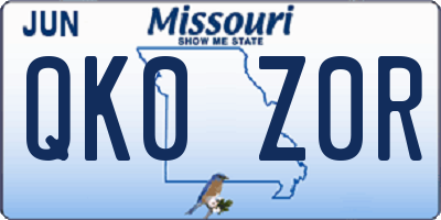 MO license plate QK0Z0R