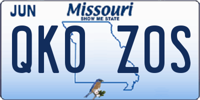 MO license plate QK0Z0S
