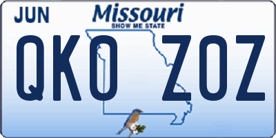 MO license plate QK0Z0Z