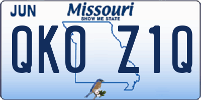 MO license plate QK0Z1Q