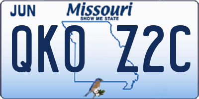 MO license plate QK0Z2C
