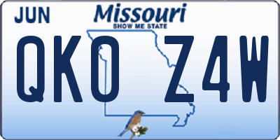 MO license plate QK0Z4W