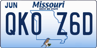 MO license plate QK0Z6D