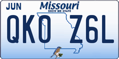 MO license plate QK0Z6L