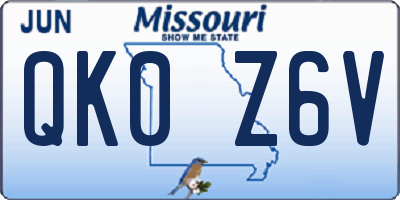 MO license plate QK0Z6V