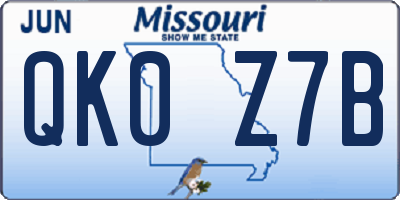 MO license plate QK0Z7B