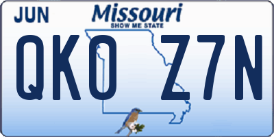 MO license plate QK0Z7N