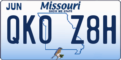 MO license plate QK0Z8H
