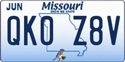 MO license plate QK0Z8V