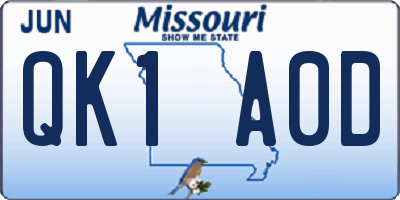MO license plate QK1A0D