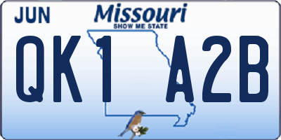 MO license plate QK1A2B