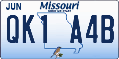 MO license plate QK1A4B