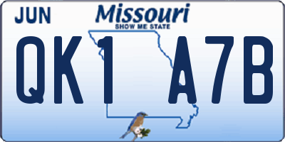 MO license plate QK1A7B