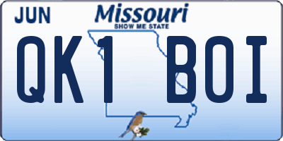 MO license plate QK1B0I