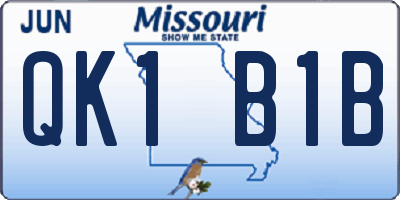 MO license plate QK1B1B