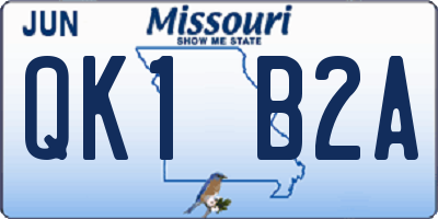 MO license plate QK1B2A