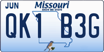 MO license plate QK1B3G