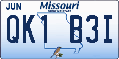 MO license plate QK1B3I