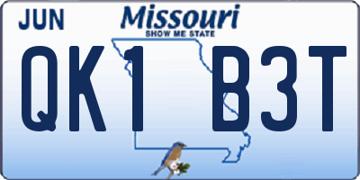 MO license plate QK1B3T