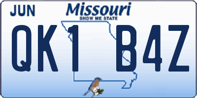 MO license plate QK1B4Z