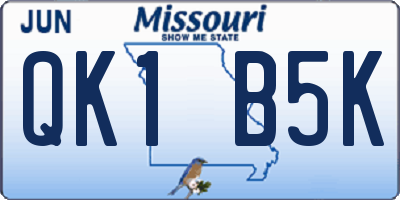 MO license plate QK1B5K