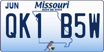 MO license plate QK1B5W