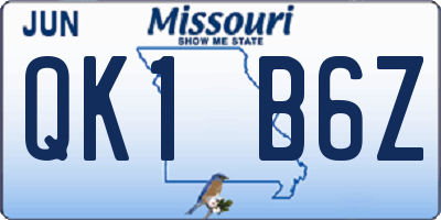 MO license plate QK1B6Z