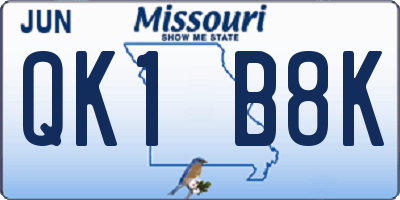 MO license plate QK1B8K