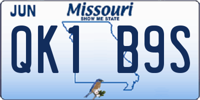 MO license plate QK1B9S