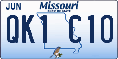 MO license plate QK1C1O