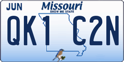 MO license plate QK1C2N