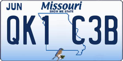 MO license plate QK1C3B