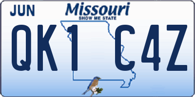 MO license plate QK1C4Z