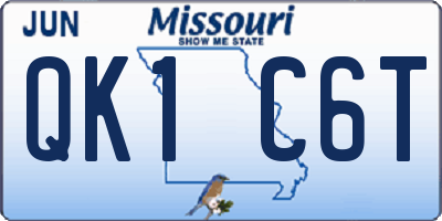 MO license plate QK1C6T