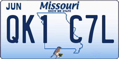MO license plate QK1C7L