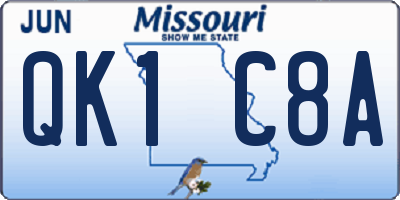 MO license plate QK1C8A