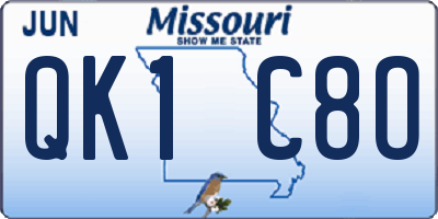 MO license plate QK1C8O